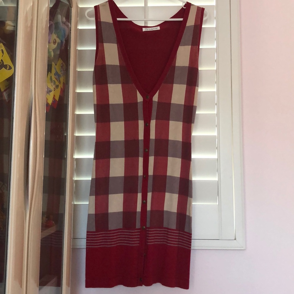 Long checkered sweater vest
